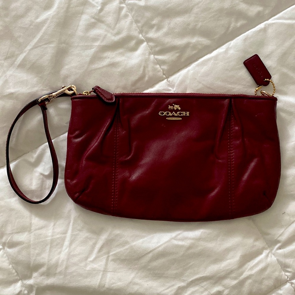 Coach Maroon Wristlet